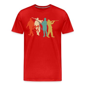 Chasseur de cerfs Buck Retro - T-shirt bio Premium Homme - rouge - Devant - Damien (186cm)