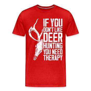 Chasseur de cerfs buck si vous - T-shirt bio Premium Homme - rouge - Devant - Damien (186cm)