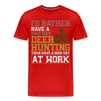 Chasseur de cerfs buck J’aurais - T-shirt bio Premium Homme - rouge - Devant - Damien (186cm)