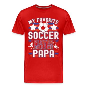Soccer Papa Father Soccer Papa Soccer Player - Men's Premium Organic T-Shirt - red - Front - Damien (186cm)