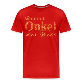 Onkel Familie Geschenk Geschenkidee - Männer Premium Bio T-Shirt - Rot - Vorne - Damien (186cm)