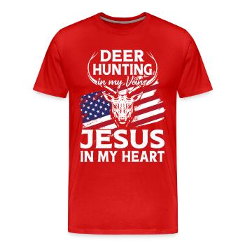 Chasseur de cerfs Buck Jesus - T-shirt bio Premium Homme - rouge - Devant - Damien (186cm)