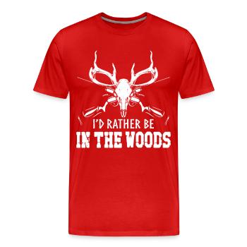 Chasseur de cerfs buck J’aurais - T-shirt bio Premium Homme - rouge - Devant - Damien (186cm)