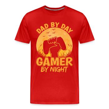 Gaming Papa Gamer Father Dad Father's Day Gift - Men's Premium Organic T-Shirt - red - Front - Damien (186cm)