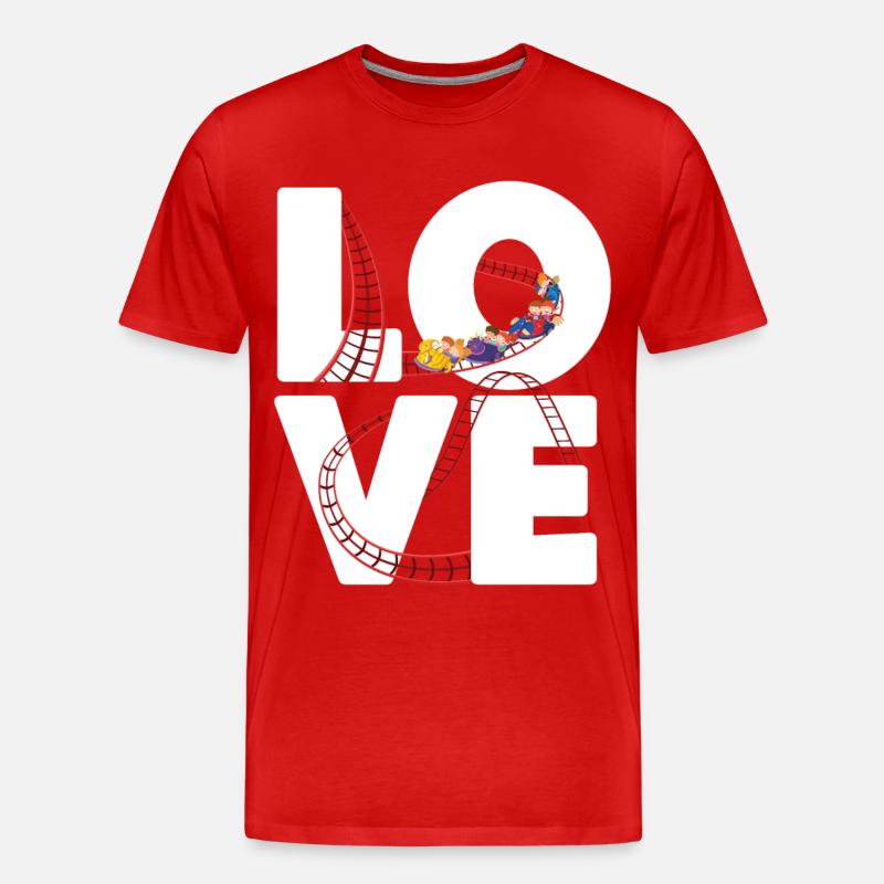 Roller Coaster Love - Männer Premium Bio T-Shirt - Rot