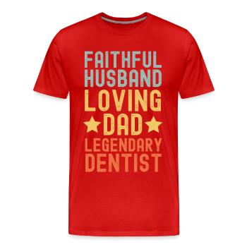Husband Father Legendary dentist retro vintage - Men's Premium Organic T-Shirt - red - Front - Damien (186cm)
