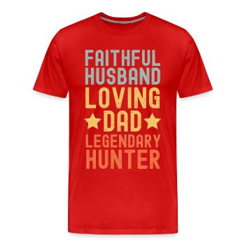 Mari Père Chasseur légendaire rétro vintage - T-shirt bio Premium Homme - rouge - Devant - Damien (186cm)