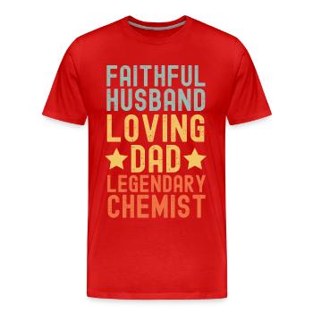 Husband Father Legendary chemist retro vintage - Men's Premium Organic T-Shirt - red - Front - Damien (186cm)