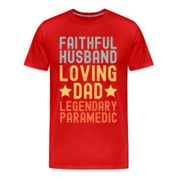 Husband Father Emergency Paramedic retro vintage - Men's Premium Organic T-Shirt - red - Front - Damien (186cm)