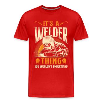 Welder Welding Vintage Retro It's - Men's Premium Organic T-Shirt - red - Front - Damien (186cm)