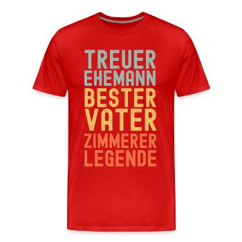 Ehemann Vater Zimmerer Legende Retro Vintage - Männer Premium Bio T-Shirt - Rot - Vorne - Damien (186cm)