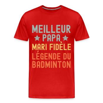 Mari Père Badminton Légende Rétro Vintage - T-shirt bio Premium Homme - rouge - Devant - Damien (186cm)