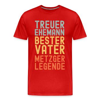 Ehemann Vater Legendärer Metzger retro vintage - Männer Premium Bio T-Shirt - Rot - Vorne - Damien (186cm)