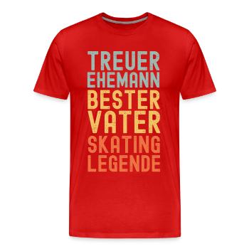Ehemann Vater Skater Legende Retro Skateboard - Männer Premium Bio T-Shirt - Rot - Vorne - Damien (186cm)