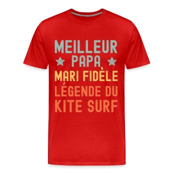 Mari Père Kitesurf Légende Rétro Vintage - T-shirt bio Premium Homme - rouge - Devant - Damien (186cm)
