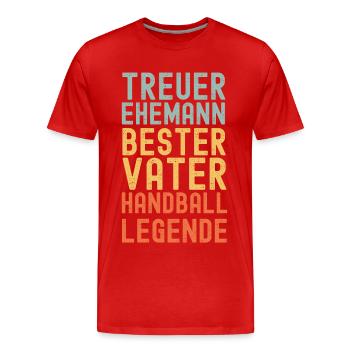 Ehemann Vater Handball Legende Retro Vintage - Männer Premium Bio T-Shirt - Rot - Vorne - Damien (186cm)