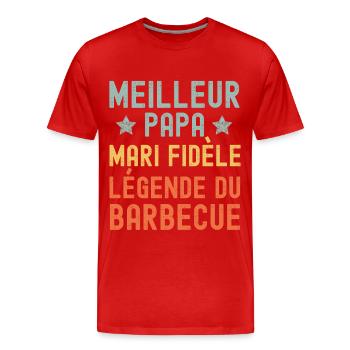 Mari père légende du barbecue retro vintage - T-shirt bio Premium Homme - rouge - Devant - Damien (186cm)