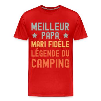 Mari Père Camping Légende Rétro Vintage - T-shirt bio Premium Homme - rouge - Devant - Damien (186cm)