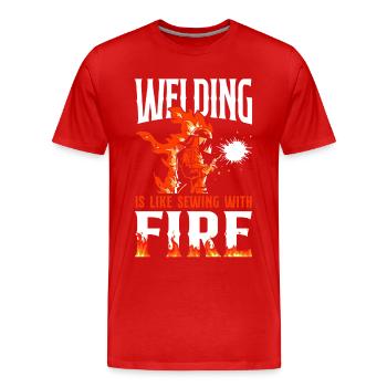 Welder Welding Vintage Welding - Men's Premium Organic T-Shirt - red - Front - Damien (186cm)