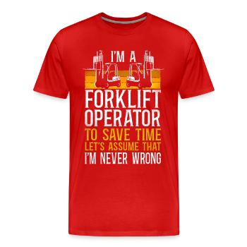 Certified Forklift Truck Operator - Männer Premium Bio T-Shirt - Rot - Vorne - Damien (186cm)