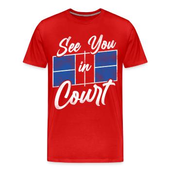 Pickleball Pun Rendez-vous au tribunal - T-shirt bio Premium Homme - rouge - Devant - Damien (186cm)