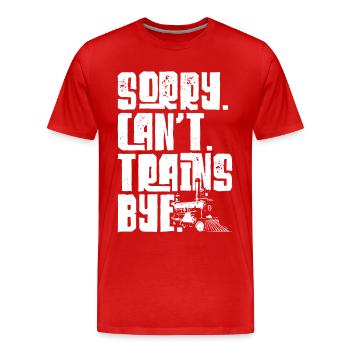 Steam Train Driver Trainspotting - Men's Premium Organic T-Shirt - red - Front - Damien (186cm)