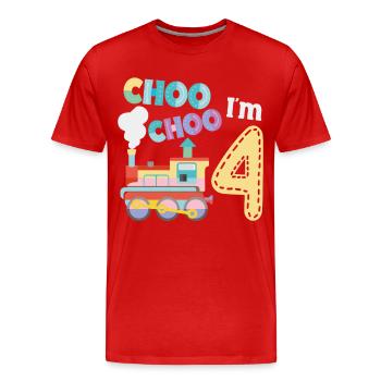 Steam Train Driver Trainspotting - Men's Premium Organic T-Shirt - red - Front - Damien (186cm)