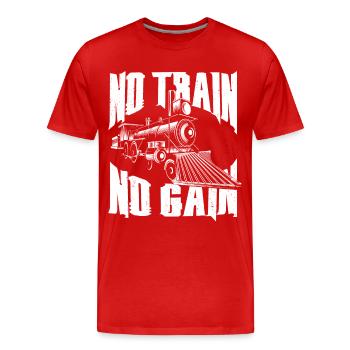 Steam Train Driver Trainspotting - Men's Premium Organic T-Shirt - red - Front - Damien (186cm)
