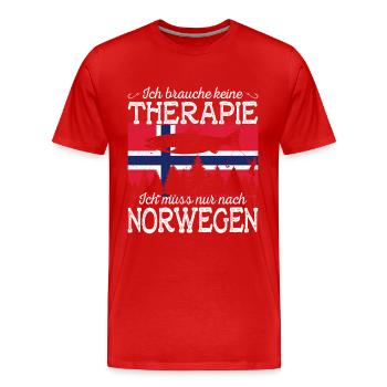 Ich muss nur nach Norwegen Skandinavien Norwegen - Männer Premium Bio T-Shirt - Rot - Vorne - Damien (186cm)