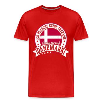Ich muss nur nach Dänemark Skandinavien Dänemark - Männer Premium Bio T-Shirt - Rot - Vorne - Damien (186cm)