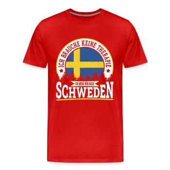 Ich muss nur nach Schweden Skandinavien Camping - Männer Premium Bio T-Shirt - Rot - Vorne - Damien (186cm)