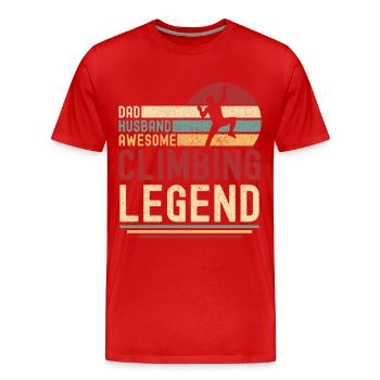 Papa Husband Climbing Legend vintage rétro - T-shirt bio Premium Homme - rouge - Devant - Damien (186cm)