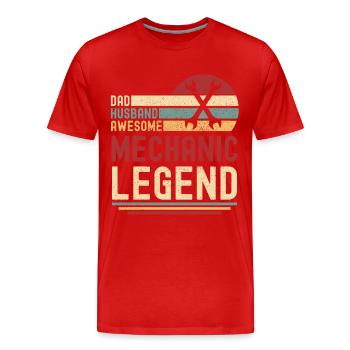 Mari Père Mécanicien légendaire rétro - T-shirt bio Premium Homme - rouge - Devant - Damien (186cm)