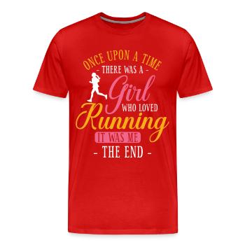 Running Runner Half Marathon Girl - Men's Premium Organic T-Shirt - red - Front - Damien (186cm)