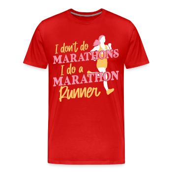 Running Runner Semi-Marathon - T-shirt bio Premium Homme - rouge - Devant - Damien (186cm)