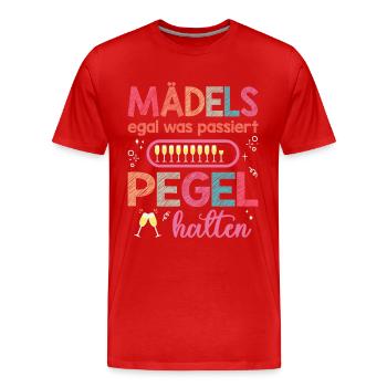Mädels Pegel halten Mallorca Junggesellenabschied - Männer Premium Bio T-Shirt - Rot - Vorne - Damien (186cm)