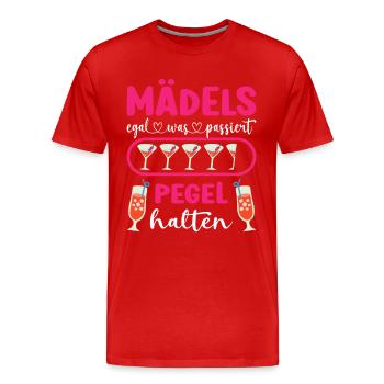 Mädels Pegel halten Mallorca Junggesellenabschied - Männer Premium Bio T-Shirt - Rot - Vorne - Damien (186cm)