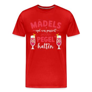 Mädels Pegel halten Mallorca Junggesellenabschied - Männer Premium Bio T-Shirt - Rot - Vorne - Damien (186cm)
