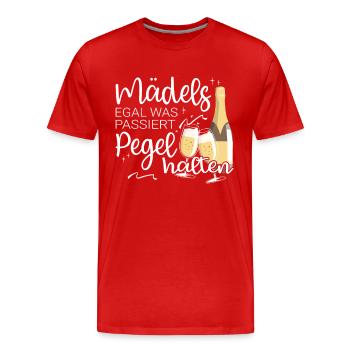 Mädels Pegel halten Mallorca Junggesellenabschied - Männer Premium Bio T-Shirt - Rot - Vorne - Damien (186cm)