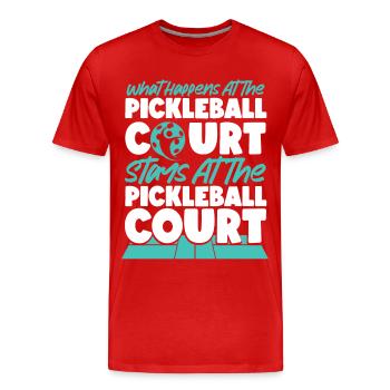 Pickleball Que se passe-t-il au - T-shirt bio Premium Homme - rouge - Devant - Damien (186cm)