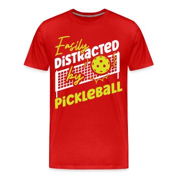 Pickleball Easily Distracted By - Men's Premium Organic T-Shirt - red - Front - Damien (186cm)