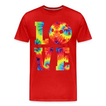 Pickleball Tie Dye 80s90s Love - Men's Premium Organic T-Shirt - red - Front - Damien (186cm)