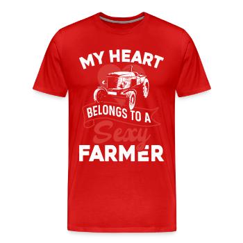 Farming Farmer Girl Wife - Men's Premium Organic T-Shirt - red - Front - Damien (186cm)