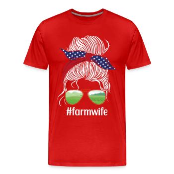 Farming Farmer Girl Wife Sun - Men's Premium Organic T-Shirt - red - Front - Damien (186cm)