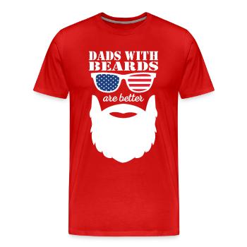 Bärtiger Papa mit Bart Cooler Vater Bartträger - Männer Premium Bio T-Shirt - Rot - Vorne - Damien (186cm)