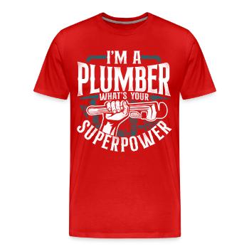 Plombier de plomberie vintage Je suis un - T-shirt bio Premium Homme - rouge - Devant - Damien (186cm)