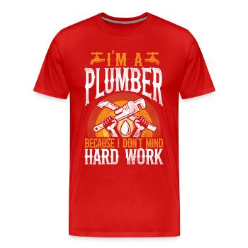 Plombier de plomberie vintage Je suis un - T-shirt bio Premium Homme - rouge - Devant - Damien (186cm)