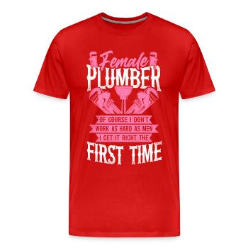 Plumbing Plumber Female Female - Men's Premium Organic T-Shirt - red - Front - Damien (186cm)
