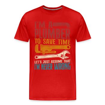 Plomberie Plombier Vintage Rétro Je suis - T-shirt bio Premium Homme - rouge - Devant - Damien (186cm)