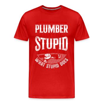 Plombier Plombier Vintage Plombier I - T-shirt bio Premium Homme - rouge - Devant - Damien (186cm)
